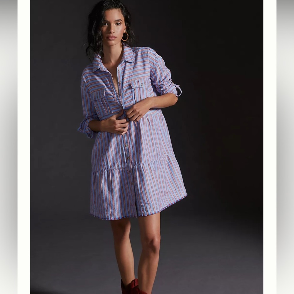 Anthropologie Pilcro Tiered Shirt Dress XS